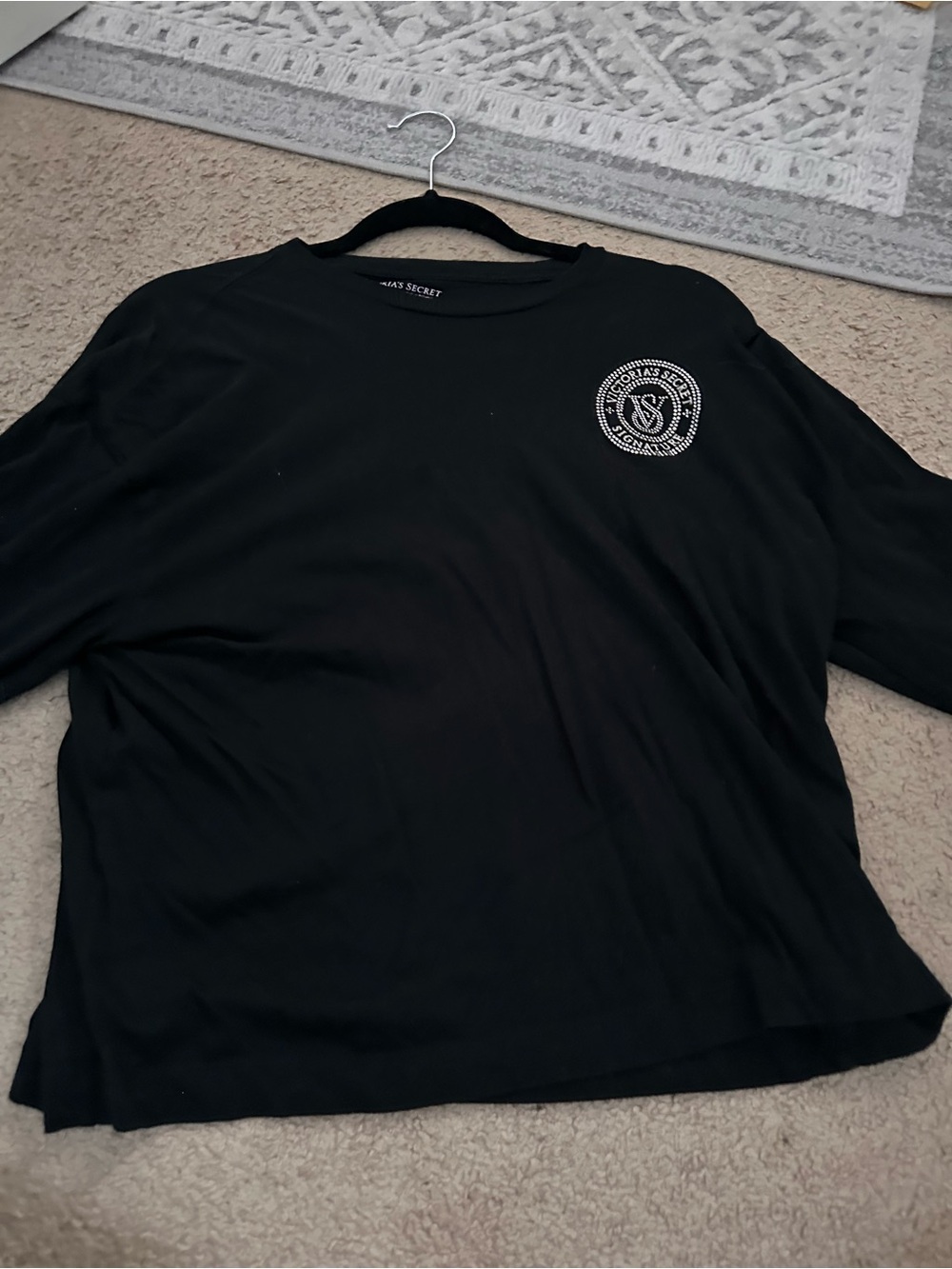 Victoria's Secret Black Long-Sleeve Logo Tee